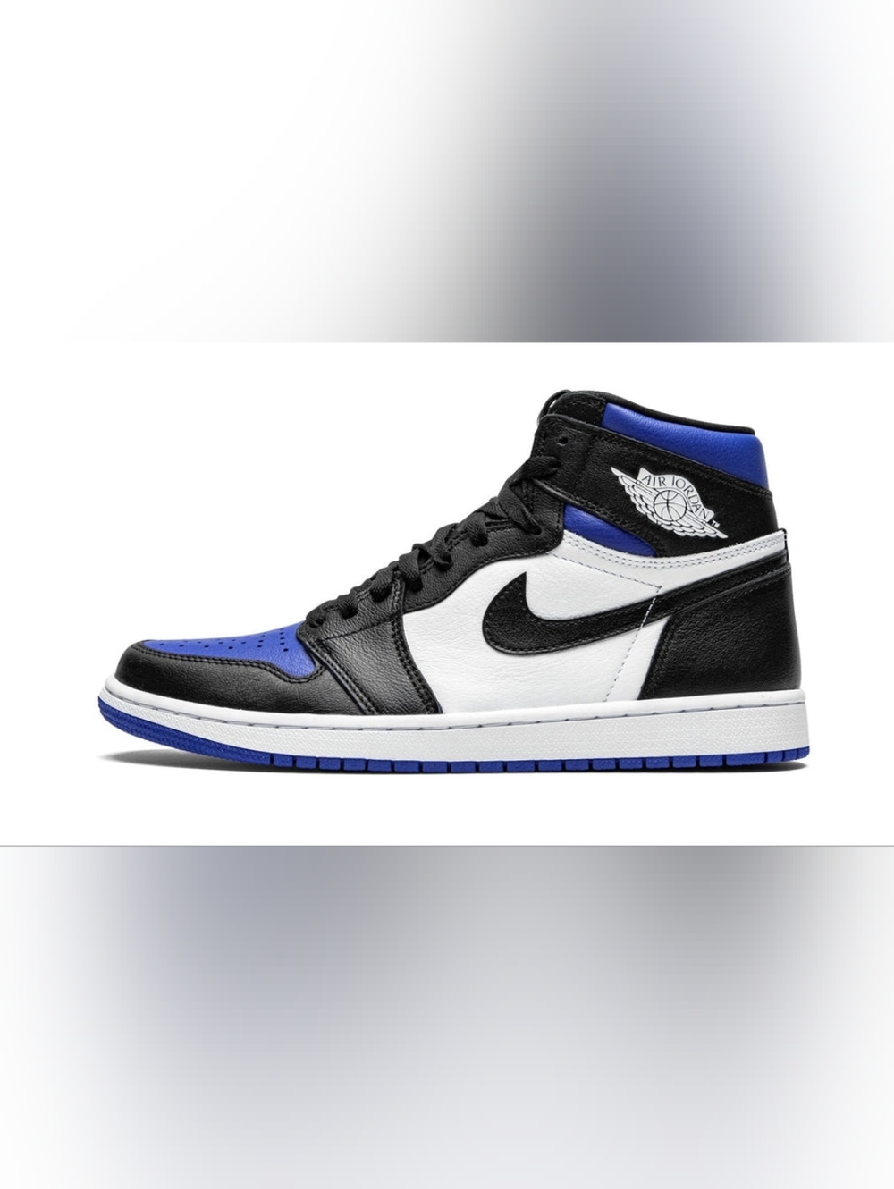 Nike Air Jordan 1 Mid/High Black White Blue Leather Sneaker